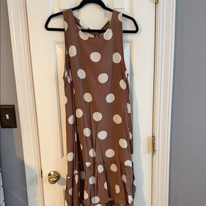 NWT Loft Brown Polka Dot Sleeveless Dress Size Medium